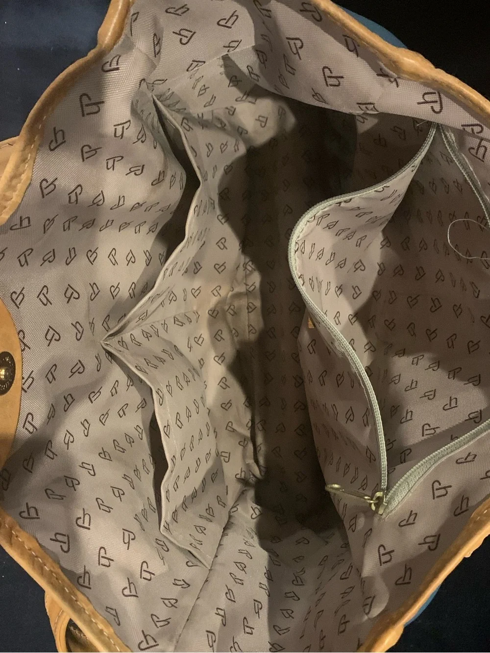 Jon Hart Design Teal Tote with Tan Leather Trim and Key Logo